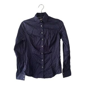 Banana Republic Navy Polka Dot Tailored Fit Button Down Shirt Women’s Size 4